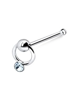 Stone Ring Silver Bone Nose Stud NSKD-40